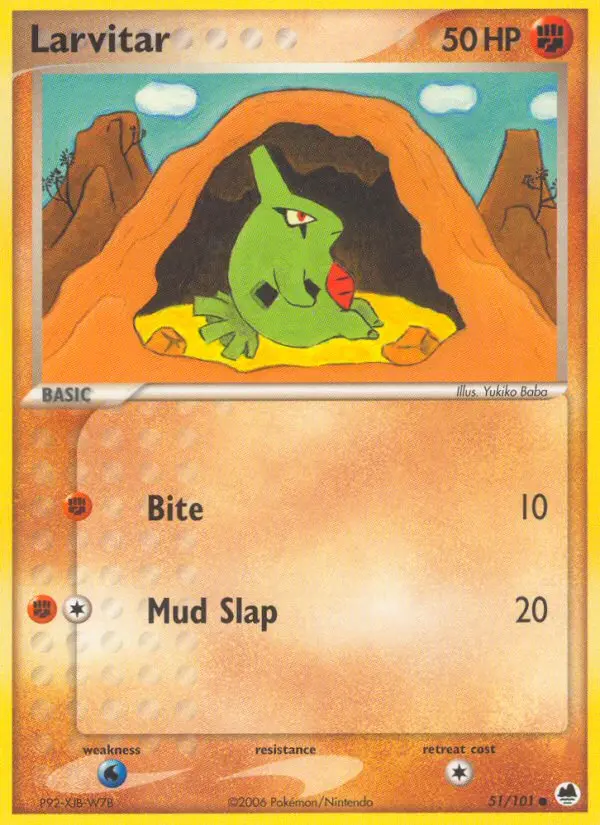 Larvitar Common Pokemon card #51 from Dragon Frontiers