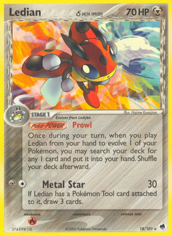 Ledian δ Rare Pokemon card #18 from Dragon Frontiers