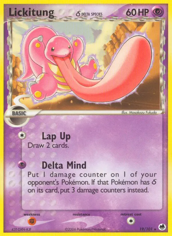 Lickitung δ Rare Pokemon card #19 from Dragon Frontiers