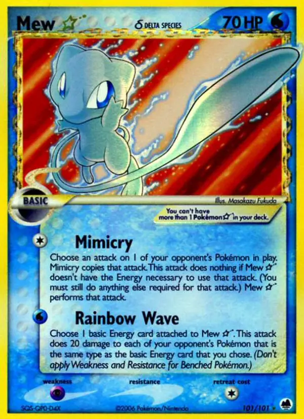Mew Star δ Rare Pokemon card #101 from Dragon Frontiers