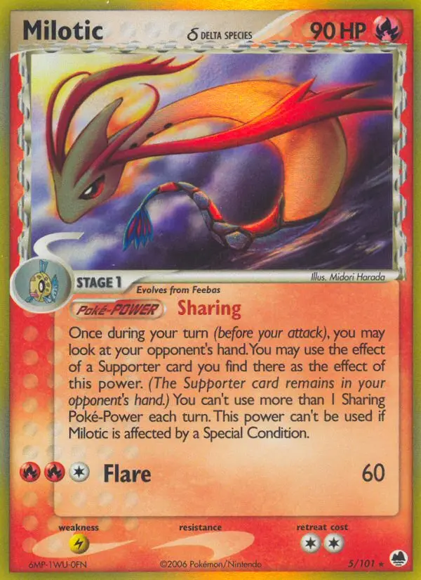 Milotic δ Rare Pokemon card #5 from Dragon Frontiers