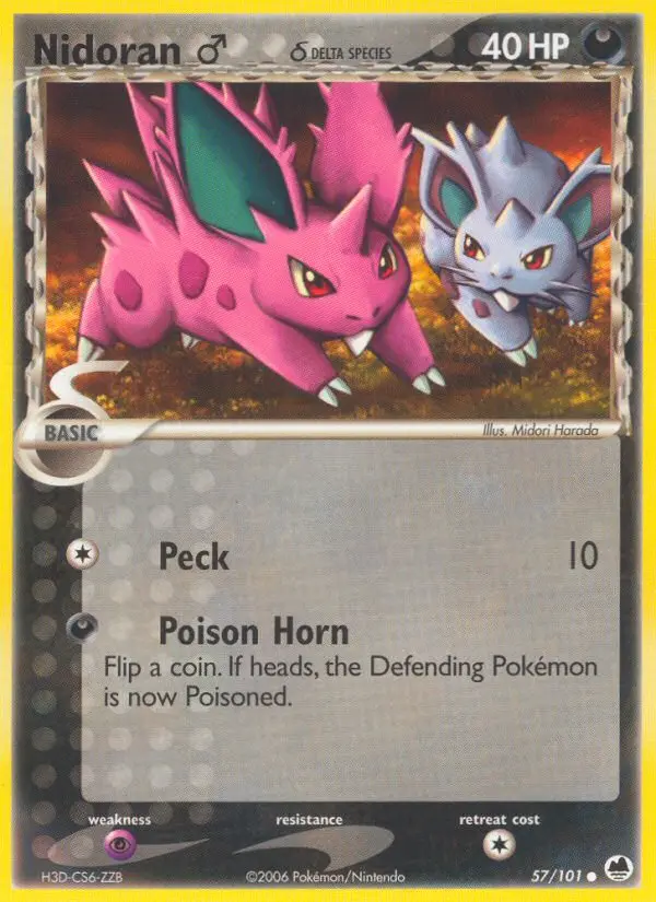 Nidoran♂ δ Common Pokemon card #57 from Dragon Frontiers