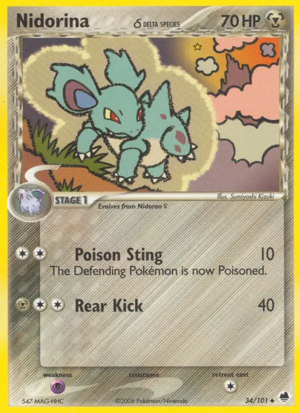 Nidorina δ Uncommon Pokemon card #34 from Dragon Frontiers