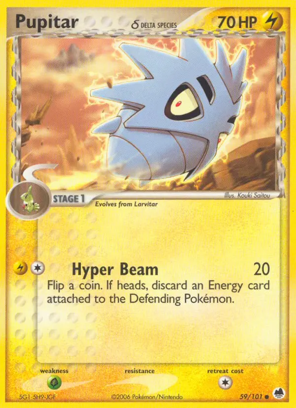 Pupitar δ Common Pokemon card #59 from Dragon Frontiers