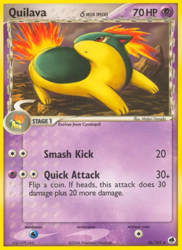 Quilava δ Uncommon Pokemon card #36 from Dragon Frontiers