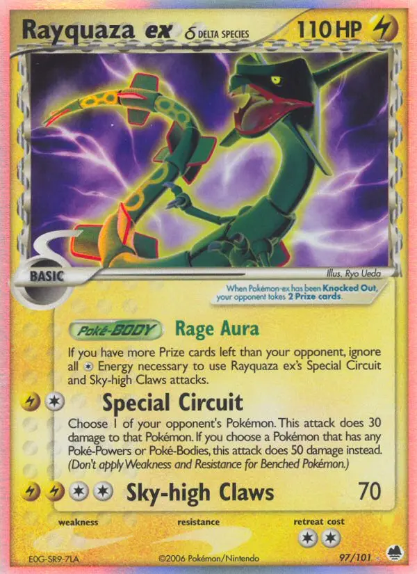Rayquaza ex δ Rare Pokemon card #97 from Dragon Frontiers