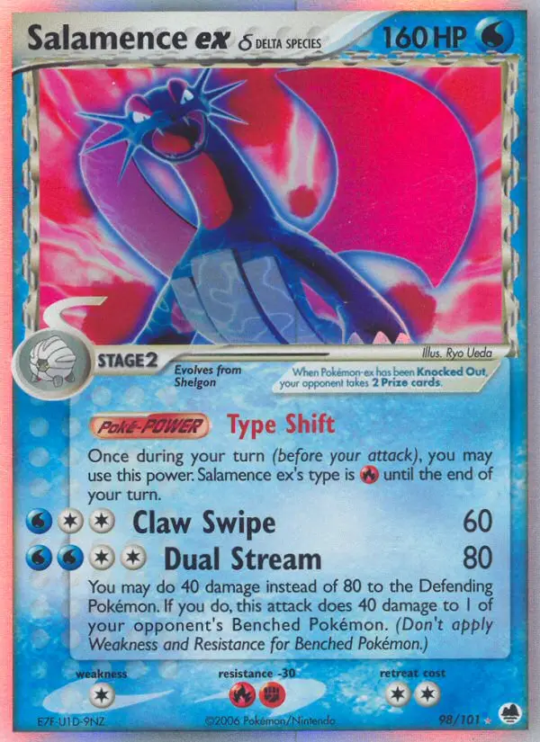 Salamence ex δ Rare Pokemon card #98 from Dragon Frontiers