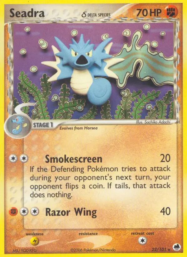 Seadra δ Rare Pokemon card #22 from Dragon Frontiers