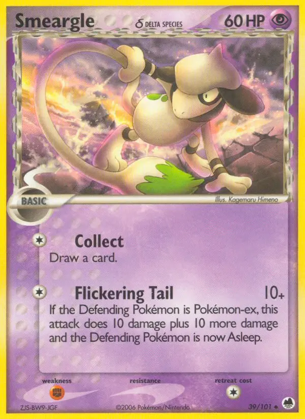 Smeargle δ Uncommon Pokemon card #39 from Dragon Frontiers