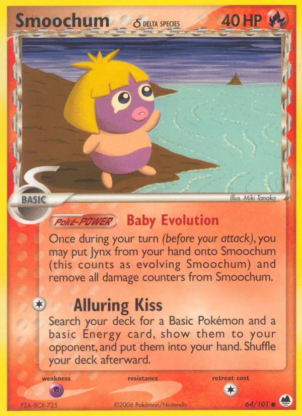 Smoochum δ Common Pokemon card #64 from Dragon Frontiers