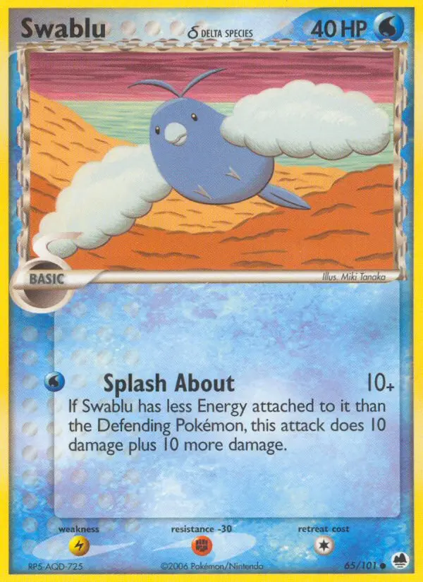 Swablu δ Common Pokemon card #65 from Dragon Frontiers