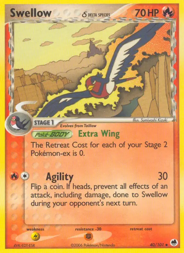 Swellow δ Uncommon Pokemon card #40 from Dragon Frontiers