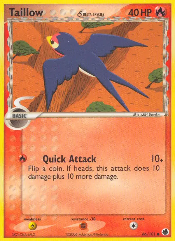 Taillow δ Common Pokemon card #66 from Dragon Frontiers