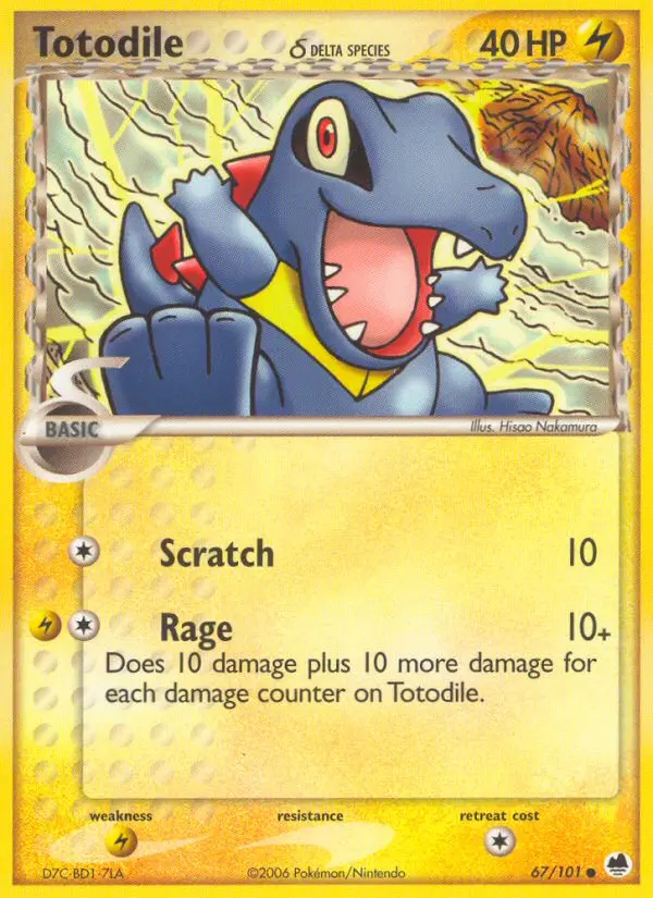Totodile δ Common Pokemon card #67 from Dragon Frontiers