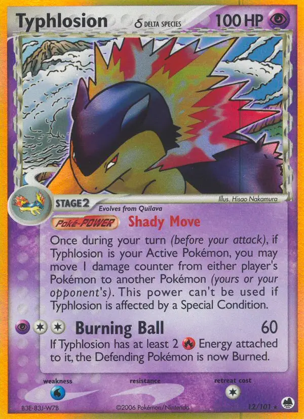 Typhlosion δ Rare Pokemon card #12 from Dragon Frontiers