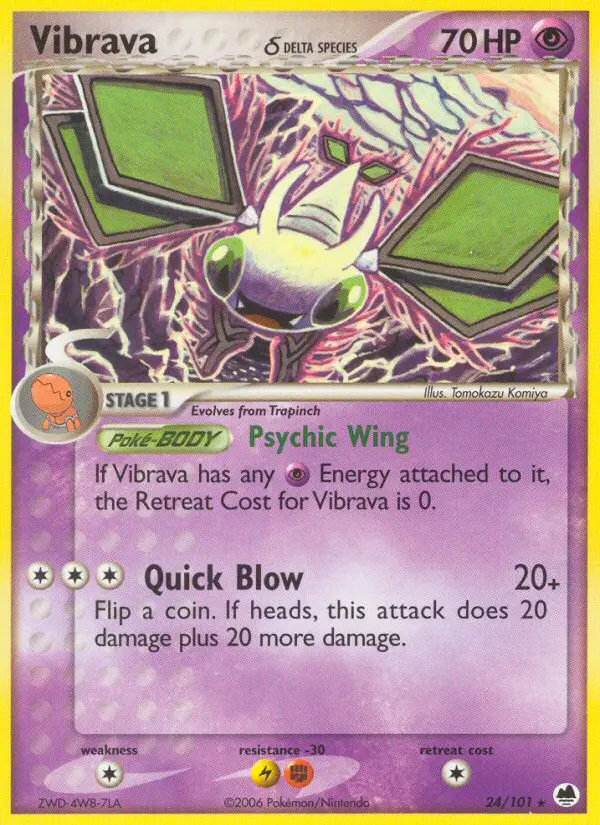 Vibrava δ Rare Pokemon card #24 from Dragon Frontiers