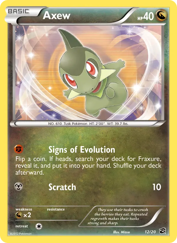 Axew Rare Pokemon card #12 from Dragon Vault