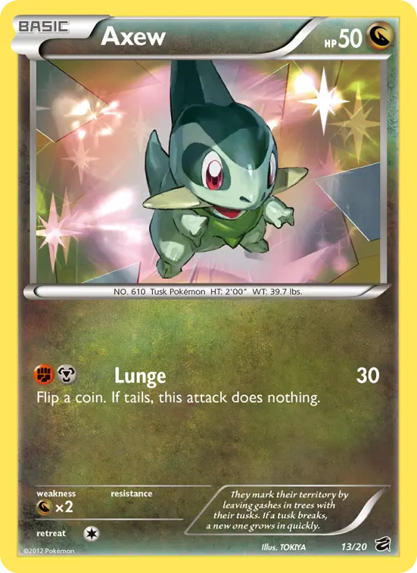 Axew Rare Pokemon card #13 from Dragon Vault