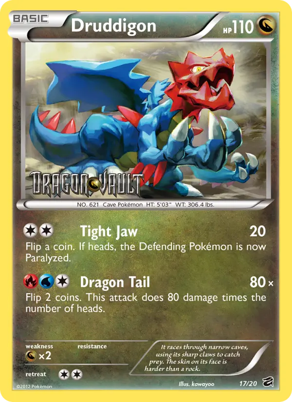Druddigon Rare Pokemon card #17 from Dragon Vault
