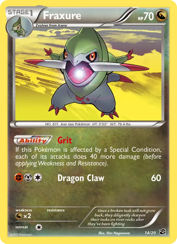 Fraxure Rare Pokemon card #14 from Dragon Vault
