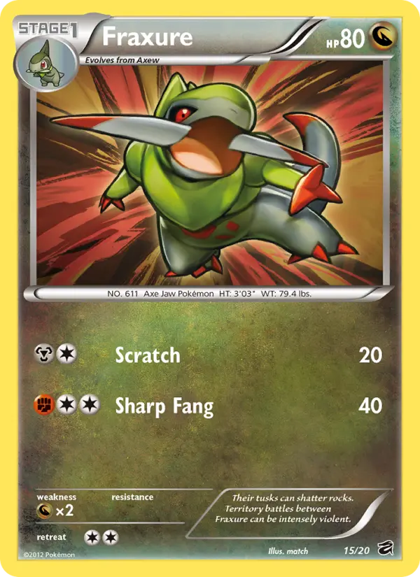 Fraxure Rare Pokemon card #15 from Dragon Vault