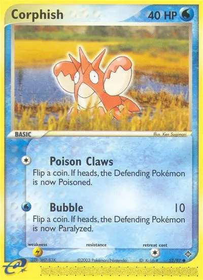Corphish Common Pokemon card #52 from Dragon
