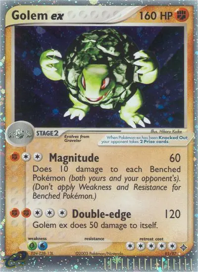 Golem ex Rare Pokemon card #91 from Dragon