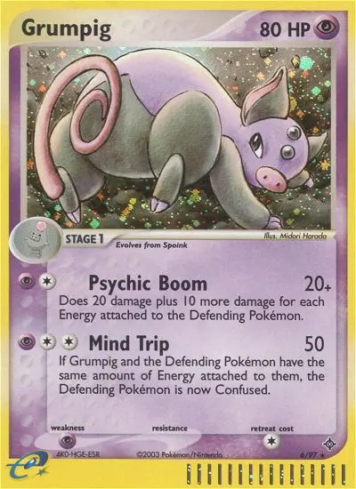 Grumpig Rare Pokemon card #6 from Dragon