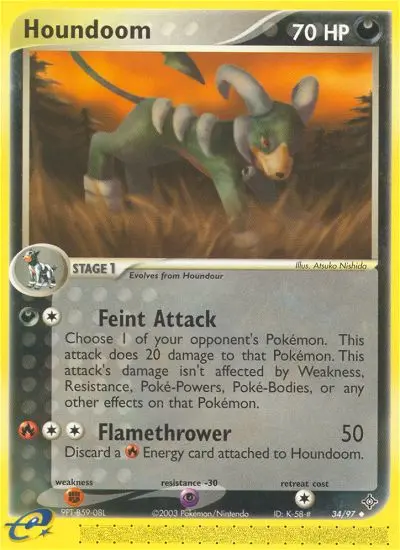 Houndoom Uncommon Pokemon card #34 from Dragon