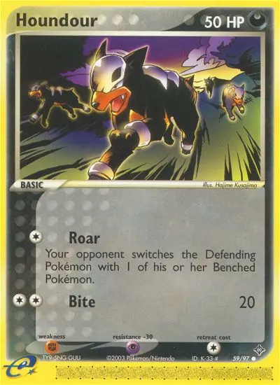 Houndour Common Pokemon card #59 from Dragon