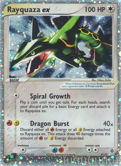 Rayquaza ex Rare Pokemon card #97 from Dragon