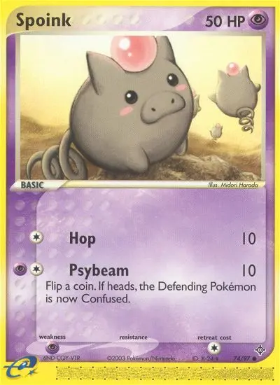 Spoink Common Pokemon card #74 from Dragon