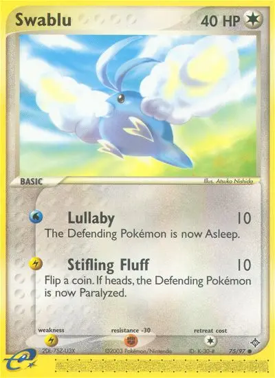 Swablu Common Pokemon card #75 from Dragon