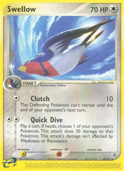 Swellow Uncommon Pokemon card #45 from Dragon