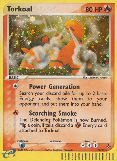 Torkoal Rare Pokemon card #12 from Dragon