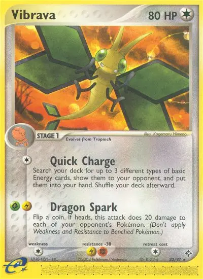 Vibrava Rare Pokemon card #22 from Dragon