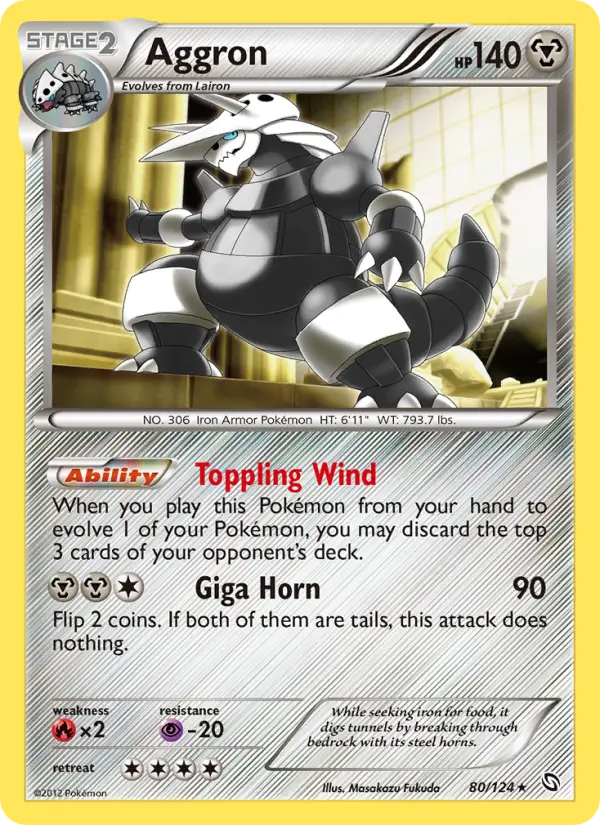 Aggron Rare Pokemon card #80 from Dragons Exalted