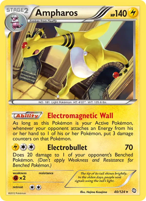 Ampharos Rare Pokemon card #40 from Dragons Exalted