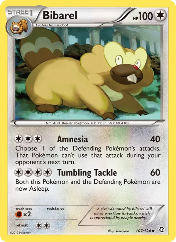 Bibarel Uncommon Pokemon card #107 from Dragons Exalted