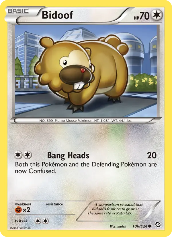 Bidoof Common Pokemon card #106 from Dragons Exalted