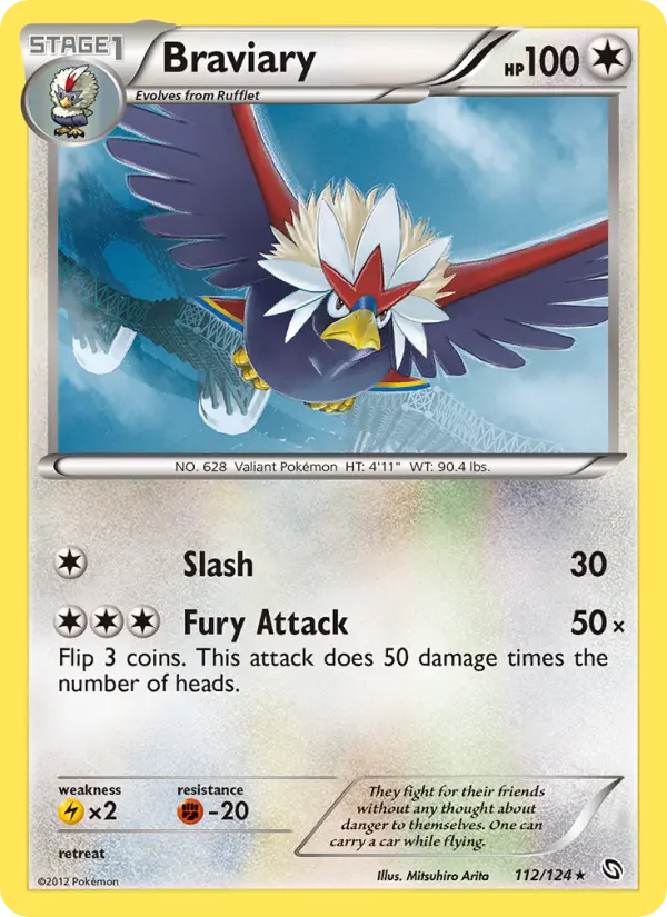 Braviary Rare Pokemon card #112 from Dragons Exalted