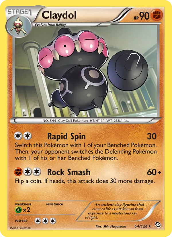 Claydol Rare Pokemon card #64 from Dragons Exalted