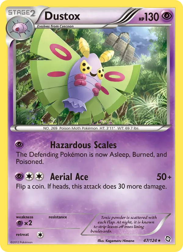 Dustox Rare Pokemon card #47 from Dragons Exalted