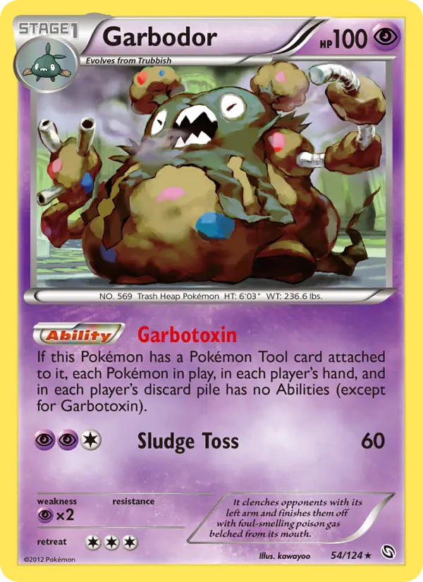 Garbodor Rare Pokemon card #54 from Dragons Exalted