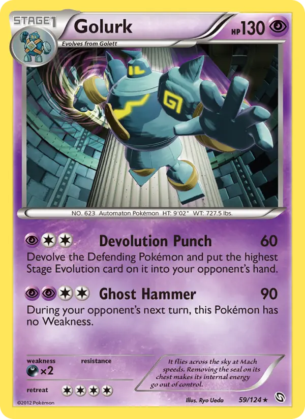 Golurk Rare Pokemon card #59 from Dragons Exalted