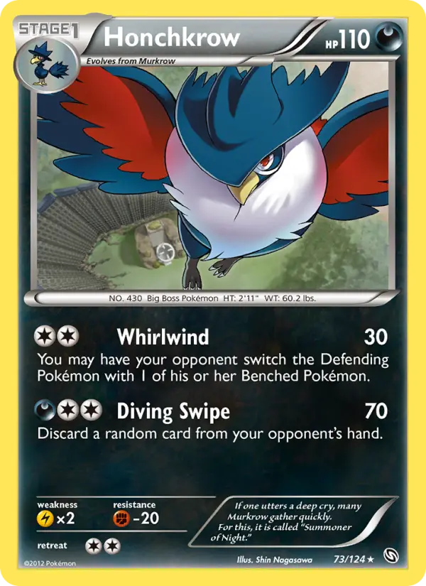 Honchkrow Rare Pokemon card #73 from Dragons Exalted