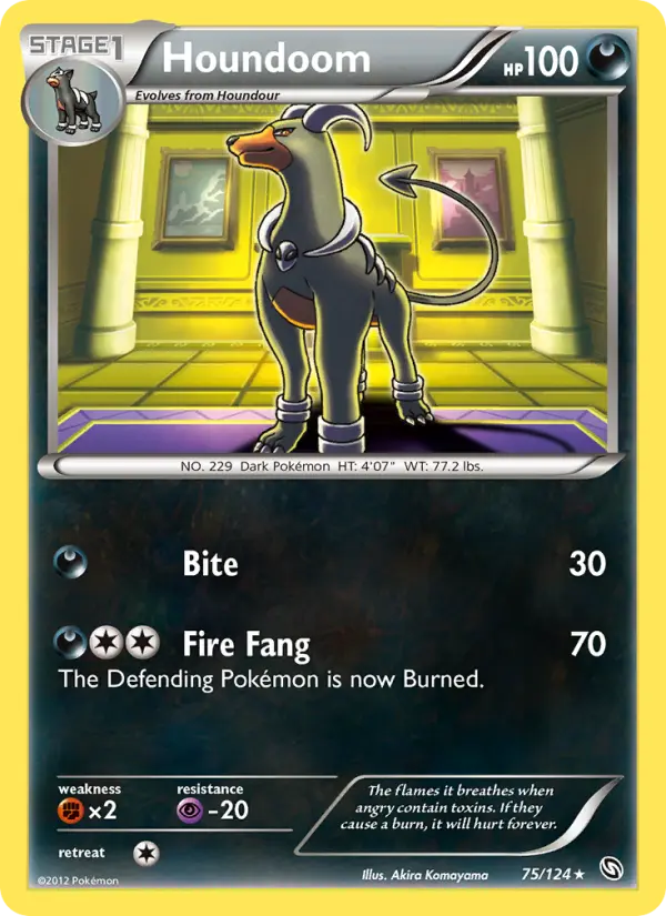 Houndoom Rare Pokemon card #75 from Dragons Exalted