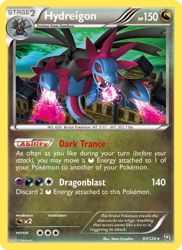 Hydreigon Rare Pokemon card #97 from Dragons Exalted