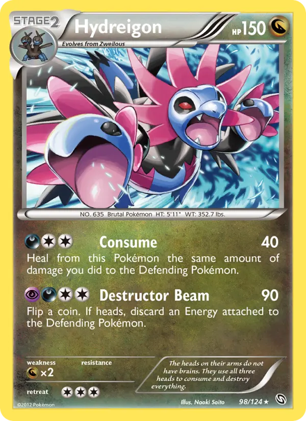 Hydreigon Rare Pokemon card #98 from Dragons Exalted