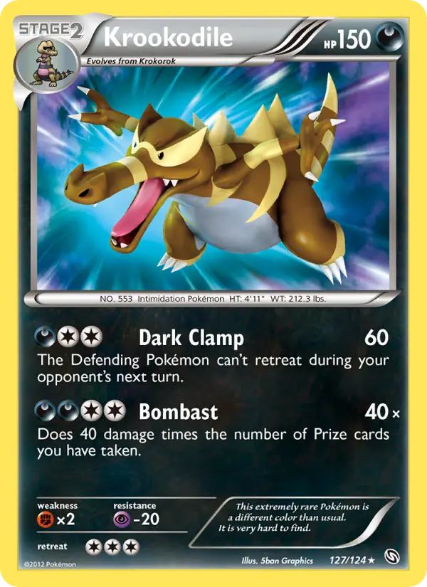 Krookodile Secret Rare Pokemon card #127 from Dragons Exalted